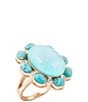 Barse Aurora Blue Opal Golden Statement Ring, Color:Opal/Gold - Image 1