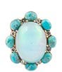 Barse Aurora Blue Opal Golden Statement Ring, Color:Opal/Gold - Image 2