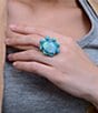 Barse Aurora Blue Opal Golden Statement Ring, Color:Opal/Gold - Image 3