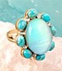 Barse Aurora Blue Opal Golden Statement Ring, Color:Opal/Gold - Image 4