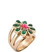 Barse Bronze, Pink Magnesite and Green Onyx Bloom Statement Ring - Image 1
