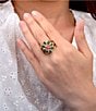Barse Bronze, Pink Magnesite and Green Onyx Bloom Statement Ring - Image 3