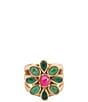 Barse Bloom Bronze Pink Magnesite And Green Onyx Statement Ring - Image 2