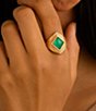 Barse Green Agate Golden Statement Ring - Image 3