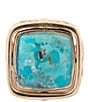 Barse Turquoise and Mother of Pearl Flip Reversible Golden Ring, Color:Turquoise/Pearl - Image 4