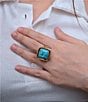 Barse Turquoise and Mother of Pearl Flip Reversible Golden Ring, Color:Turquoise/Pearl - Image 6