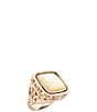 Barse Turquoise and Mother of Pearl Flip Reversible Golden Ring - Image 1