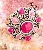 Barse Embellished Pink Quartz Golden Statement Ring - Image 3