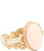 Barse Pink Opal Golden Lotus Statement Cuff Bracelet, Color:Pink Opal - Image 1