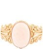 Barse Pink Opal Golden Lotus Statement Cuff Bracelet, Color:Pink Opal - Image 2