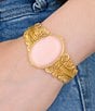 Barse Pink Opal Golden Lotus Statement Cuff Bracelet, Color:Pink Opal - Image 3
