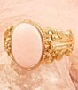 Barse Pink Opal Golden Lotus Statement Cuff Bracelet, Color:Pink Opal - Image 4