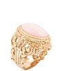 Barse Pink Opal Lotus Golden Statement Ring, Color:Pink Opal - Image 1