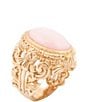 Barse Pink Opal Lotus Golden Statement Ring - Image 1