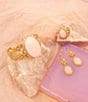 Barse Pink Opal Lotus Golden Statement Ring - Image 4