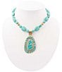 Barse Sedona Turquoise Beaded Golden Statement Pendant Necklace - Image 1