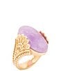 Barse Sari Purple Quartz Golden Statement Ring, Color:Purple/Gold - Image 1