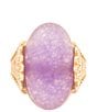 Barse Sari Purple Quartz Golden Statement Ring, Color:Purple/Gold - Image 2
