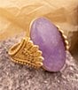 Barse Sari Purple Quartz Golden Statement Ring, Color:Purple/Gold - Image 4