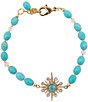 Barse Celestial Blue Turquoise Golden Beaded Bracelet, Color:Gold/Turquoise - Image 1