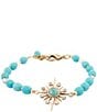 Barse Celestial Blue Turquoise Golden Beaded Bracelet, Color:Gold/Turquoise - Image 2