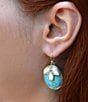 Barse Mother of Pearl and Blue Turquoise Petal Golden Drop Earrings, Color:Pearl/Turquoise - Image 3