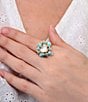 Barse Bronze, Turquoise and Mother Of Pearl Surrounded Heart Statement Ring, Color:Gold/Turquoise - Image 3