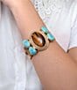 Barse Brown Tiger's Eye Ovation Golden Cuff Bracelet, Color:Brown/Blue - Image 3