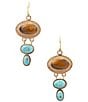 Barse Bronze, Turquoise and Tiger's Eye Elliptical Statement Drop Earrings, Color:Multi - Image 1