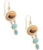 Barse Bronze, Turquoise and Tiger's Eye Elliptical Statement Drop Earrings, Color:Multi - Image 2
