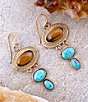 Barse Bronze, Turquoise and Tiger's Eye Elliptical Statement Drop Earrings, Color:Multi - Image 4