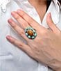 Barse Bronze, Turquoise and Tiger's Eye Elliptical Statement Ring, Color:Multi - Image 3