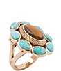 Barse Bronze, Turquoise and Tiger's Eye Elliptical Statement Ring - Image 1
