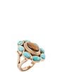 Barse Tiger's Eye Elliptical Bronze Turquoise Statement Ring - Image 1