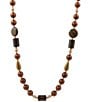 Barse Brown Shell Pearl and Bronzite Beaded Long Strand Necklace - Image 1