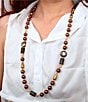 Barse Brown Shell Pearl and Bronzite Beaded Long Strand Necklace - Image 3