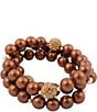 Barse Pearl Terra Luxe Stretch Bracelet Set, Color:Rose Gold/Brown - Image 1