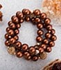 Barse Pearl Terra Luxe Stretch Bracelet Set, Color:Rose Gold/Brown - Image 4
