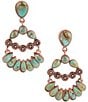 Color:Turquoise - Image 1 - Copper and Genuine Turquoise Stone Statement Drop Earrings