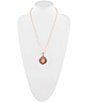 Color:Peach - Image 1 - Copper and Peach Aventurine Pendant Necklace
