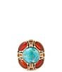 Barse Copper Sky Golden, Turquoise and Carnelian Statement Ring - Image 2