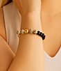 Barse Dark Dalmatian Genuine Stone Adjustable Line Bracelet, Color:Gold/Black - Image 3