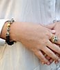 Barse Dark Dalmatian Genuine Stone Adjustable Line Bracelet, Color:Gold/Black - Image 6