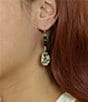 Barse Dark Dalmation Genuine Stone Linear Earrings, Color:Multi - Image 3