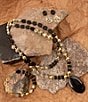 Barse Dark Dalmation Genuine Stone Linear Earrings, Color:Multi - Image 4