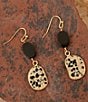 Barse Dark Dalmation Genuine Stone Linear Earrings, Color:Multi - Image 5