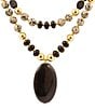 Barse Dark Dalmation Genuine Stone Statement Necklace, Color:Gold/Black - Image 2