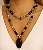 Barse Dark Dalmation Genuine Stone Statement Necklace, Color:Gold/Black - Image 3