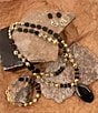 Barse Dark Dalmation Genuine Stone Statement Necklace, Color:Gold/Black - Image 4