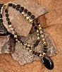 Barse Dark Dalmation Genuine Stone Statement Necklace, Color:Gold/Black - Image 5